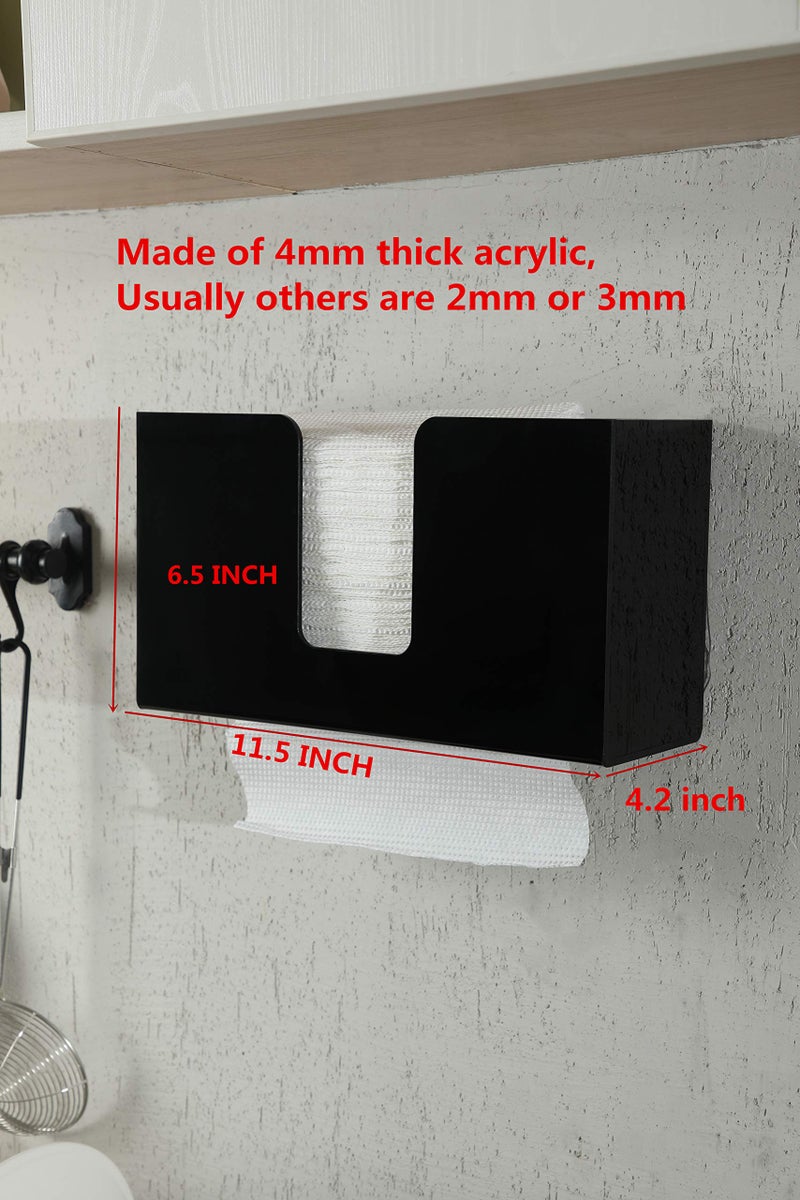 IEEK Paper Towel Dispenser Wall Mount Acrylic Paper Towel Holder for Bathroom Office and Kitchen,Hand Towel Dispenser Fits Multi-Fold Paper Towel,C-Fold, Zfold,Tri fold Paper Towels,Black - Image 4